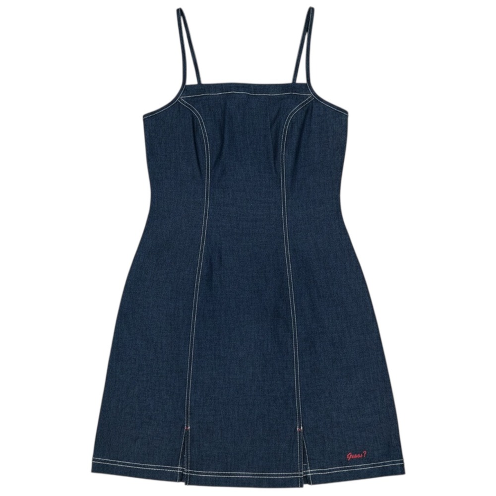 Guess Jeans VTG 90s Denim Mini Dress Indigo Blue Y2K Retro Stitch Size 11 NWT